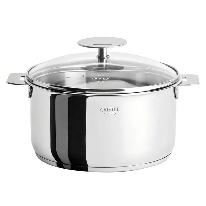 Cristel Casteline Detachable Handle 3.5-Quart Sauce Pan With Domed Glass Lid