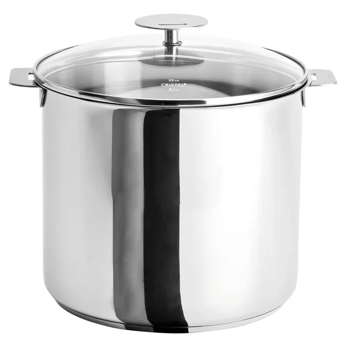 Cristel Detachable Handle 10-Quart Stockpot With Domed Glass Lid