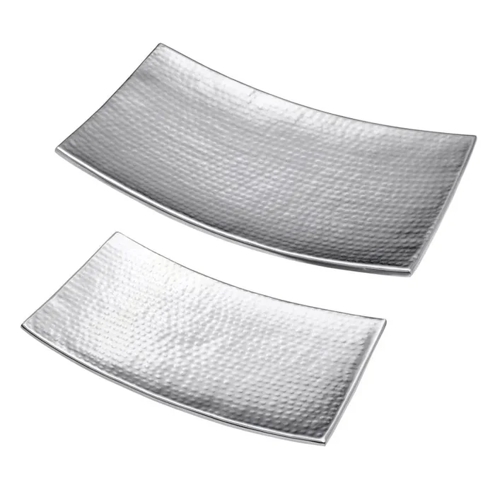 Curved Hammered Set of 2 Serving Trays