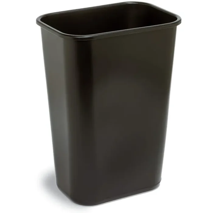 Darling Foodservice 4114BK Black Plastic Rectangular 41 qt Wastebasket