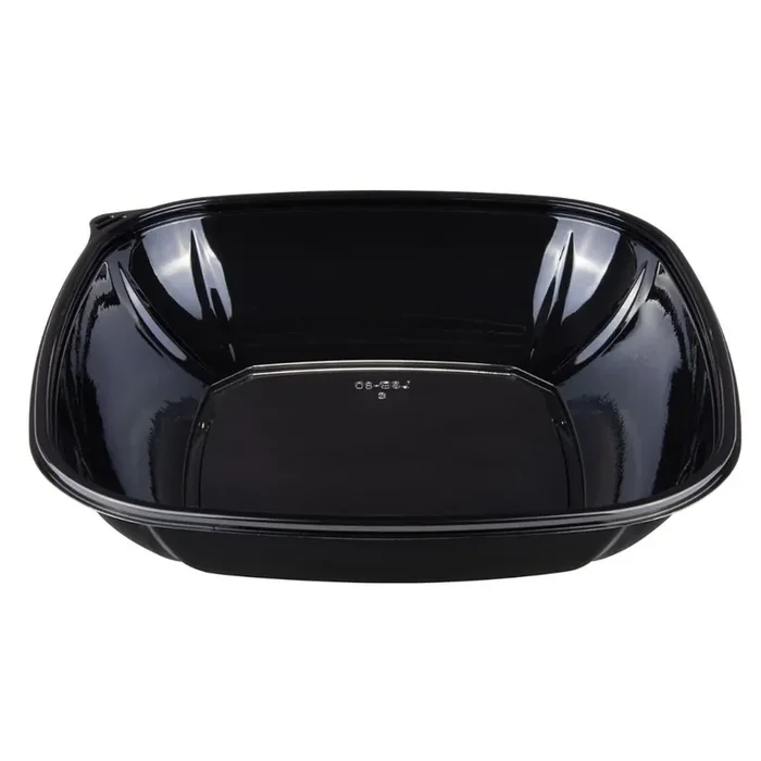Darling Foodservice Black PET 80 Ounce Square Bowl – 50 / CS