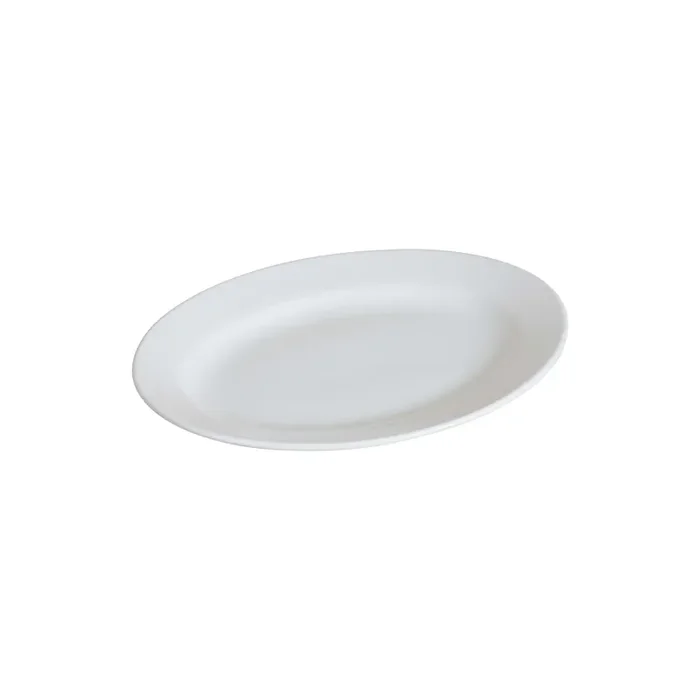 Darling Foodservice Bright White Wide Rim 13-3/4 x 9-7/8 Oval Platter – 12 / CS