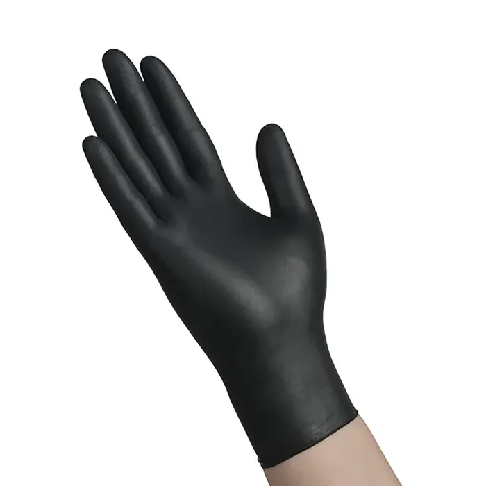 Darling Foodservice Large 4 Mil Thick Black Nitrile Gloves – 1000 / CS