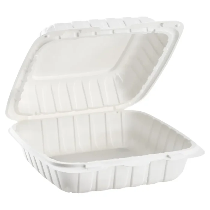 Darling Foodservice White 1-Comp. 8″ x 8″ Hinged Container – 200 / CS