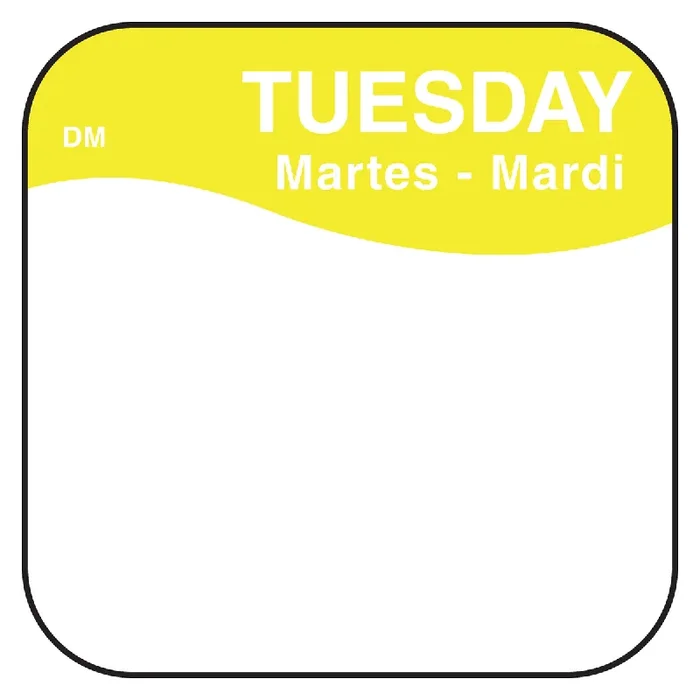 DayMark 1100372 DissolveMark .75″ Tuesday Day Square – 1000 / RL