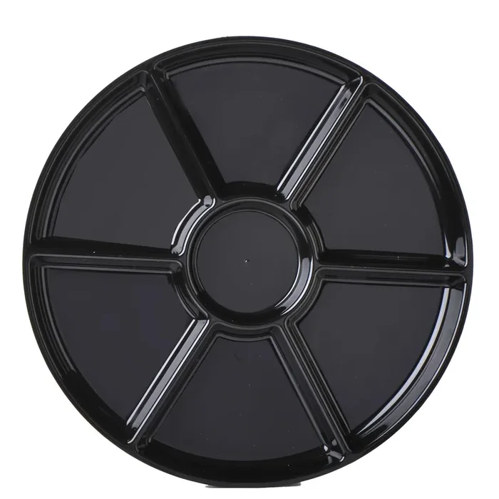 EMI Yoshi EMI-ECT16B 7 Compartment Black Round 16″ Tray – 25 / CS