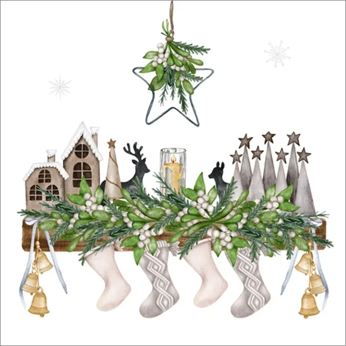 Ensemble de 20 serviettes de table en papier bas de Noël suspendus