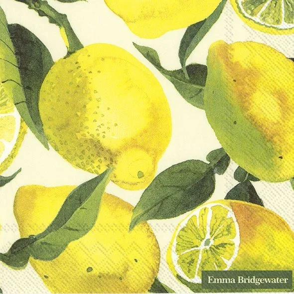 Ensemble de 20 serviettes de table en papier Citrons