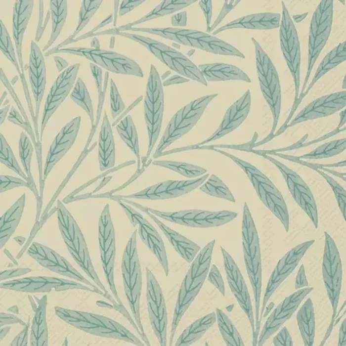 Ensemble de 20 serviettes de table en papier Crème avec feuilles vertes
