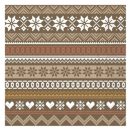 Ensemble de 20 serviettes de table en papier motif nordique Marron
