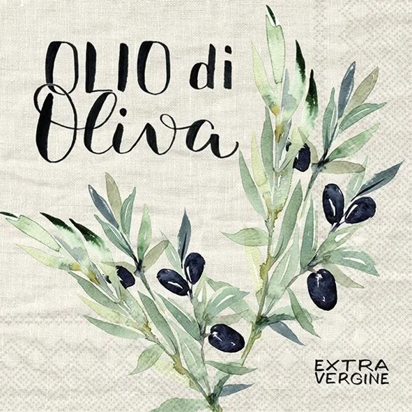 Ensemble de 20 serviettes de table en papier Olio di Oliva