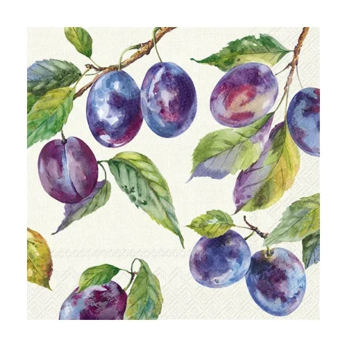 Ensemble de 20 serviettes de table en papier Prunes Crème