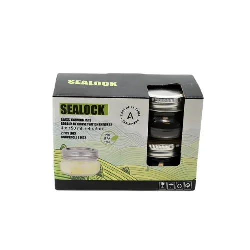 Ensemble de 4 pots Mason de 150 ml avec couvercles