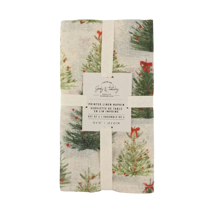 Ensemble de 4 serviettes de table arbre de noël 45 x 45 cm