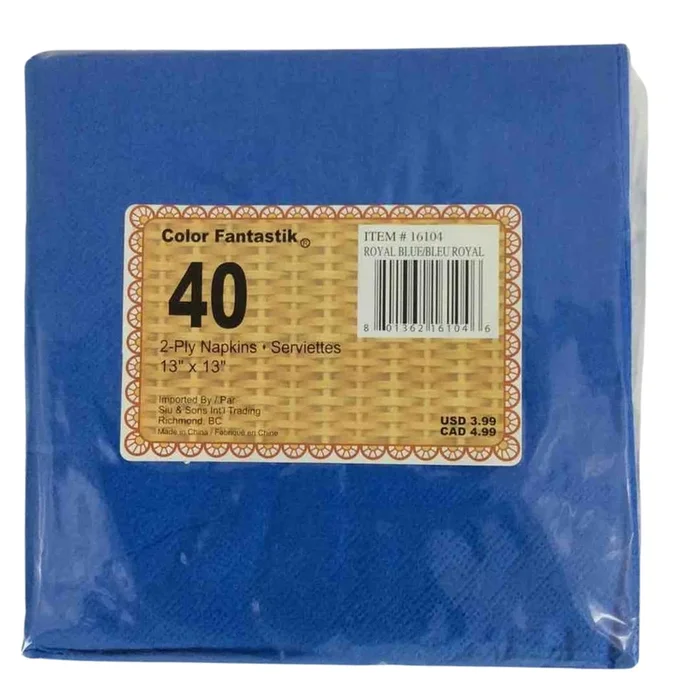 Ensemble de 40 serviettes de table en papier bleu