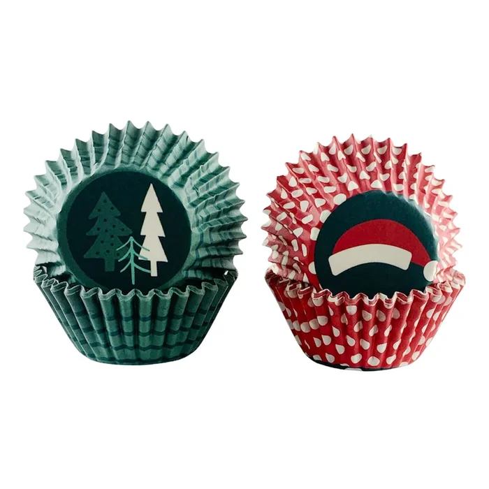 Ensemble de 50 mini caissettes de Noël rouges et vertes – Wilton