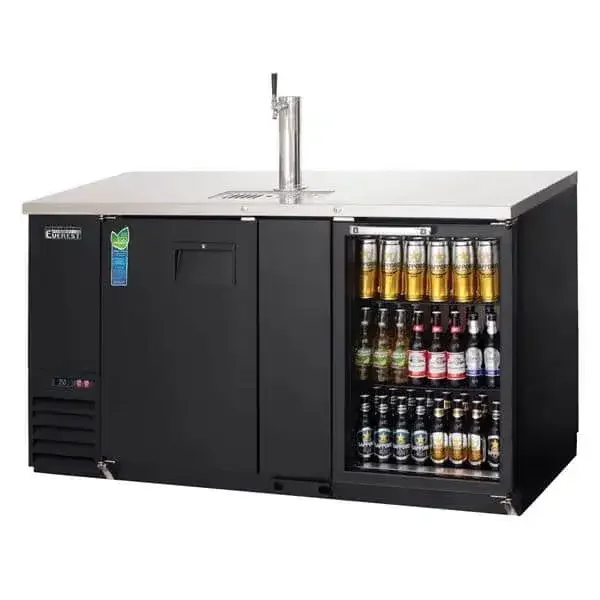 Everest Refrigeration EBD3-BBG-24 1 Tap 1/2 and 1/4 Barrel Draft Beer Cooler – Black, 2 Kegs Capacity