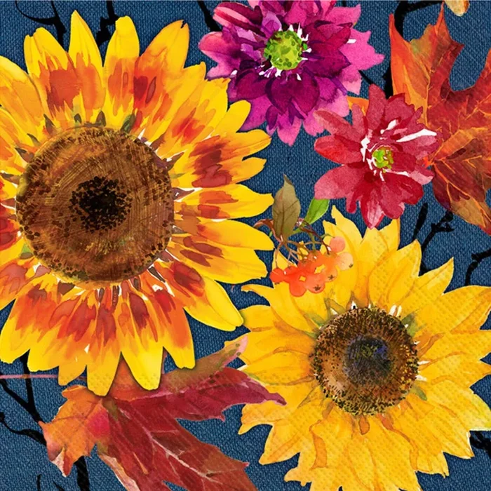 Fall Flowers Paper Cocktail Napkin C037900