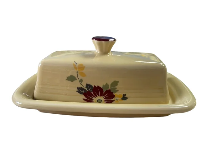 Fiestaware Claret Clematis Butter Dish Fiesta HLCCA XL Extra Large Butter Dish