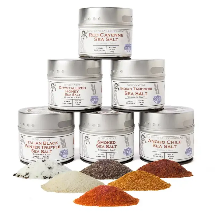 Finishing Sea Salts Collection – 6 Tins by Gustus Vitae
