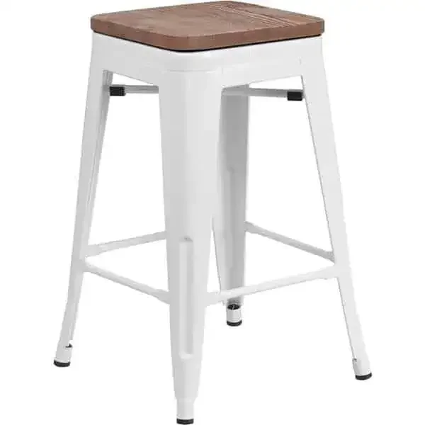 Flash Furniture CH-31320-24-WH-WD-GG Bar Stool