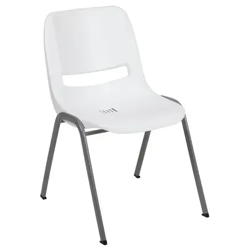 Flash Furniture RUT-EO1-WH-GG Hercules Series Ergonomic Shell Stacking Chair