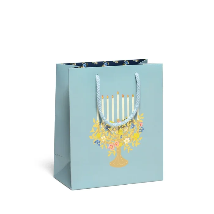 Floral Menorah medium gift bag