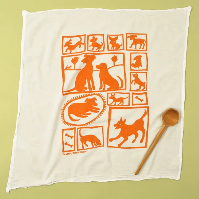 Flour Sack Dish Towel: Dogs