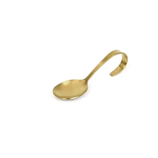 FOH FSM001GOS23 4.75″ Brushed Stainless Bent Sampler™ Spoon – Matte Brass