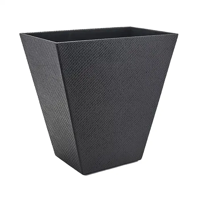 FOH RWA028BKL21 Java Black 12.75 Quart Faux Leather Waste Can – 4 / CS
