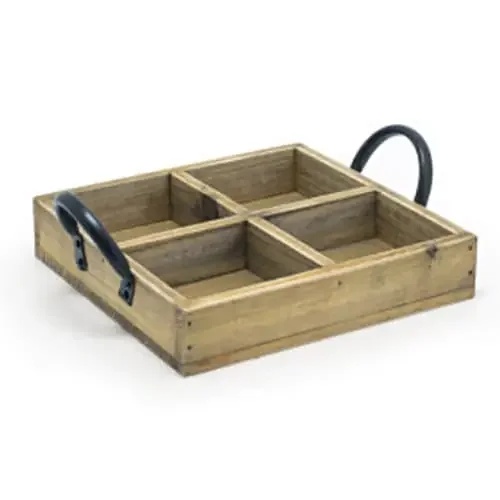 FOH TCS014NAW21 Rustic Wood 4-Compartment Square Holder – 4 / CS