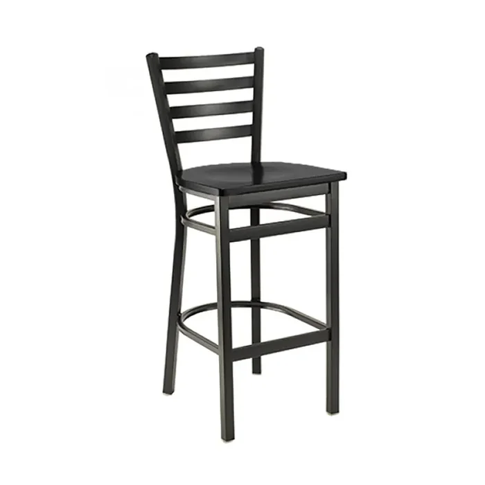 G & A 613-B-PS BLACK SEAT Black Frame Ladderback Barstool