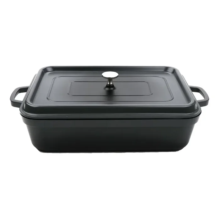 G.E.T. CA-017-GR/BK Heiss Gray Rectangle 7.5 Quart Roaster
