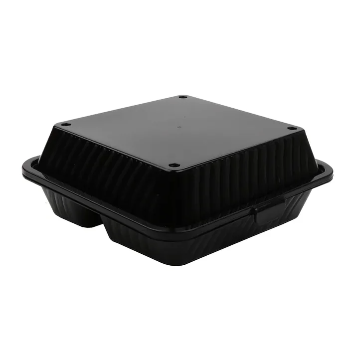 G.E.T. EC-09-1-BK Black 3-Comp. Eco-Takeouts Clamshell – Dozen