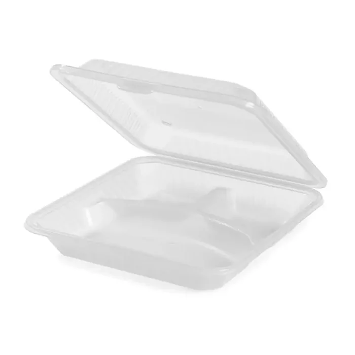 G.E.T. EC-12-1-CL Eco-Takeouts Clear 3-Compartment Container – 12 / CS