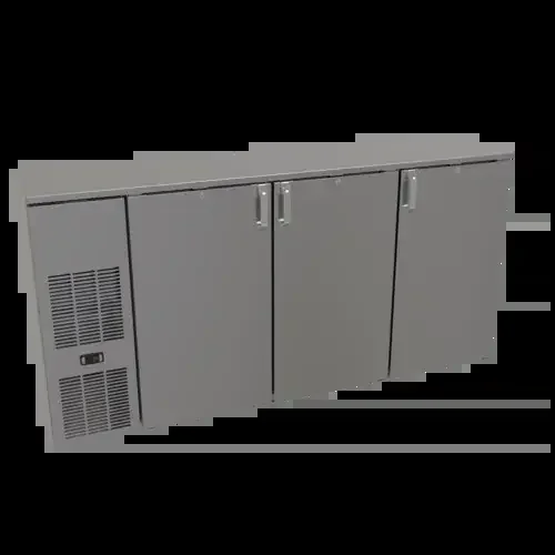 Glastender CS1FB72 Stainless Steel 3 Solid Door Refrigerated Back Bar Storage Cabinet