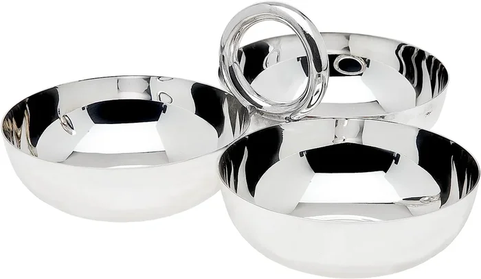 Godinger Ellipse Collection Nickel Plated 3 Part Relish Dish