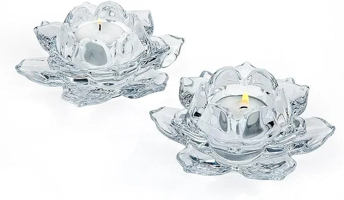 Godinger Lotus Crystal Votive Pair