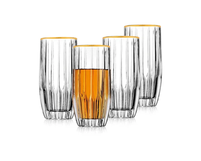 Godinger Pleat Glassware with Gold Trim, Set/4