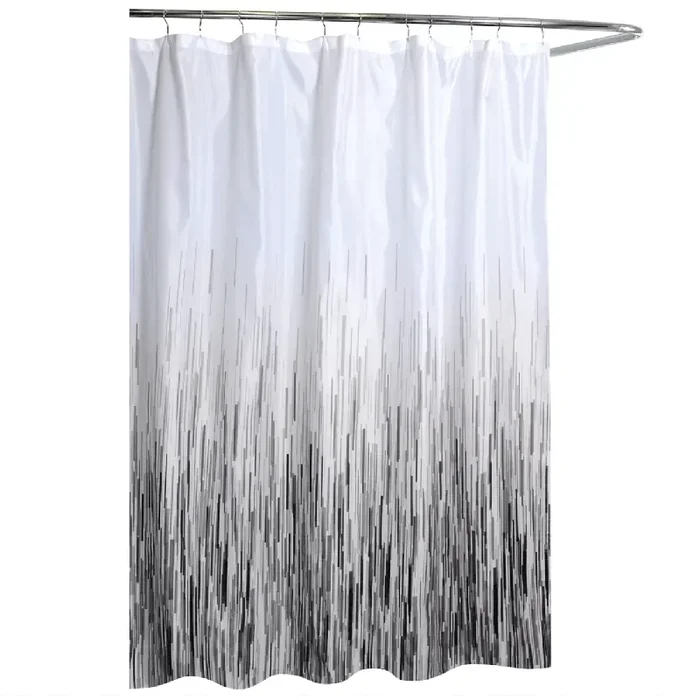 Grayscale Rain Fabric Shower Curtain