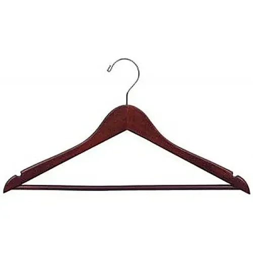 Hangers Direct HD200122 17″ Walnut Wood Suit Hanger w/ Bar and Notches