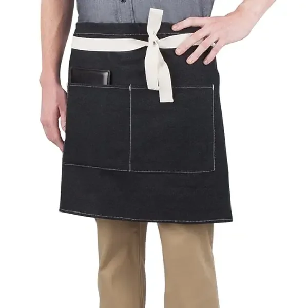 Happy Chef HC122-BLKDN/NAT Black Denim Short Bistro Apron