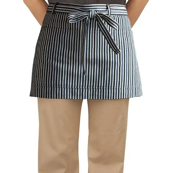 Happy Chef HC147-DNBLUS Blue Denim Stripe Short Waist Apron