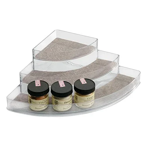 iDesign Twillo Plastic Spice Rack, Corner Organizer for Kitchen, Pantry, Bathroom, Vanity, Office, Craft Room Storage Organization, 10″ x 14″ x 4″, Clear