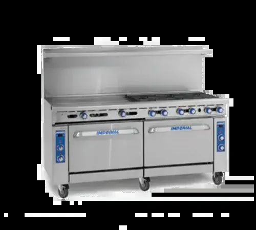 Imperial IR-6-G36 Restaurant Gas Range, 72″ W with 6 Burners (1) 36″ Griddle and (2) Standard Ovens – 322,000 BTU