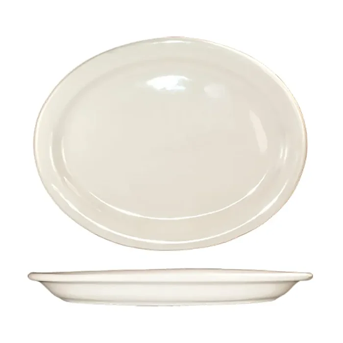 Int‘l Tableware VA-12 Valencia Am. White 9.75″ Oval Platter – 24 / CS