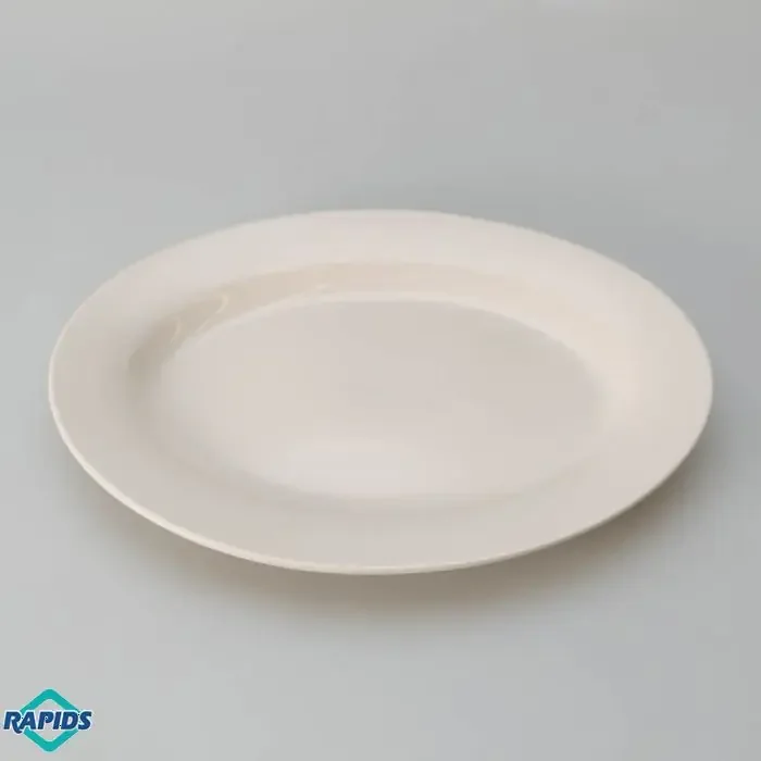ITI China American White 12-1/2″ x 9″ Oval Platter Rolled Edge Roma Pattern (12/CS)