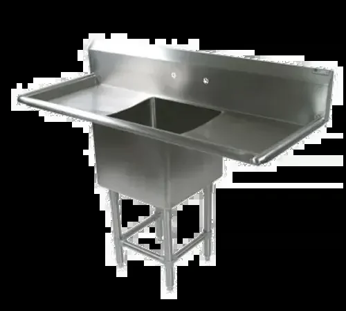 John Boos 1PB30244-2D36 Commercial Sink, (1) One Compartment, 16 Gauge Stainless Steel Construction with Stainless Steel Legs and with 2 Drainboards – 105.25″ W