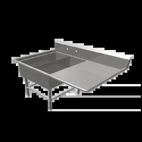 John Boos 2PB14314-1D30R Commercial Sink, (2) Two Compartment, 16 Gauge Stainless Steel Construction with Stainless Steel Legs and With Right-hand Drainboard – 62.19″ W