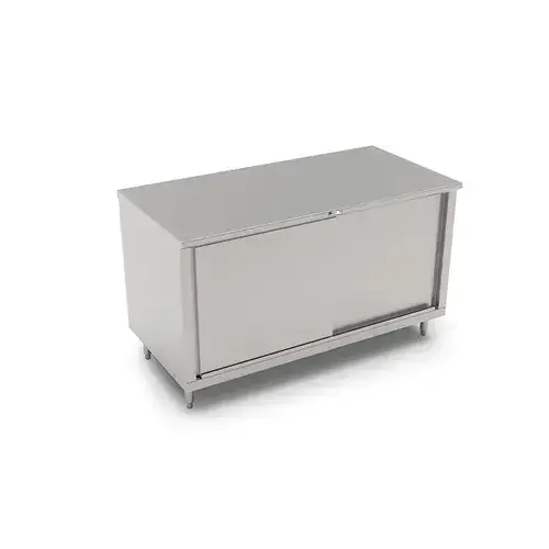 John Boos 4CS4-3672 Modular Base Work Table, with 14 Gauge Type 300 Stainless Steel Top, Sliding Doors and without Backsplash – 72.00″W x 36.00″D x 35.75″H